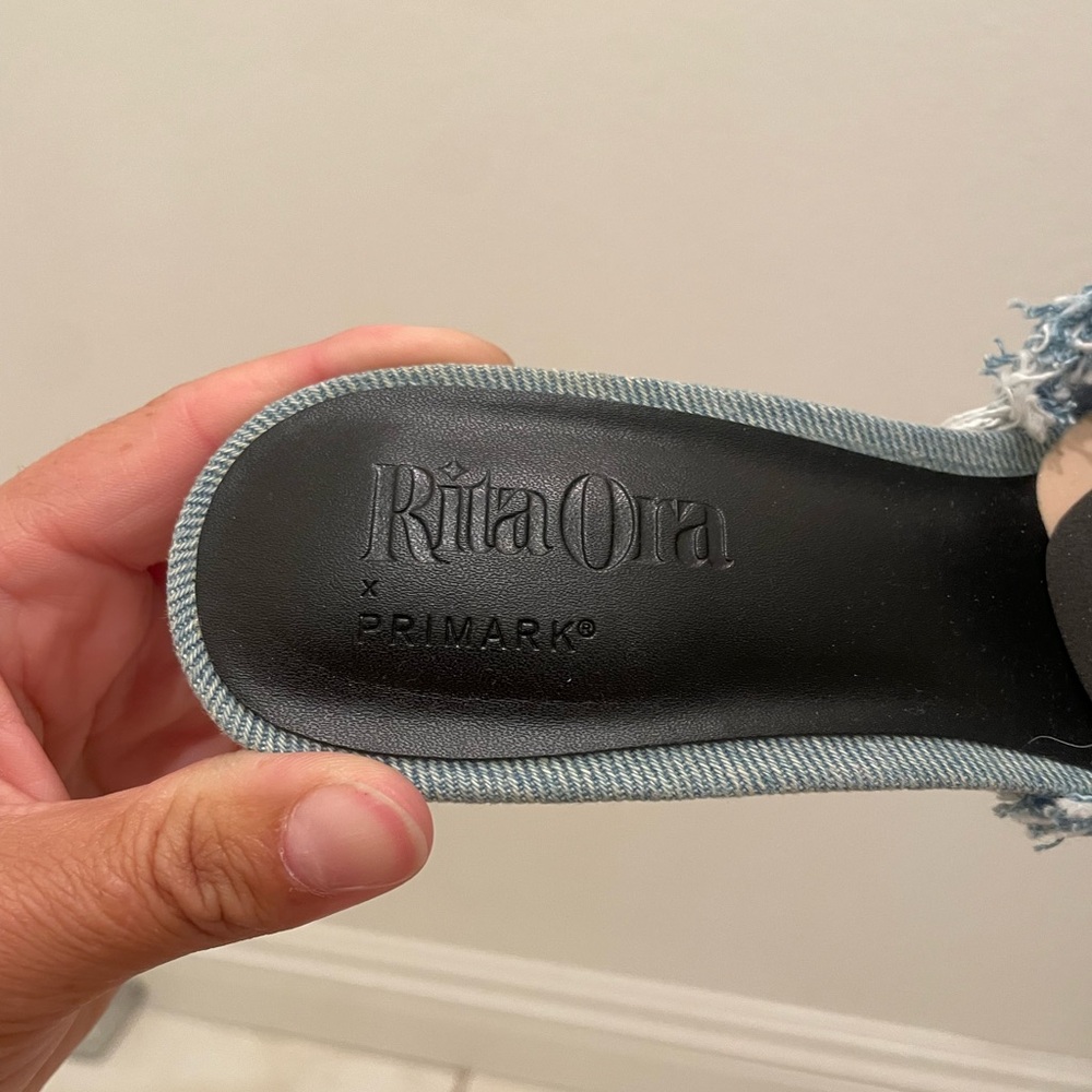 Rita Ora x Primark Frayed Denim Square Toe Heels Size 7 - Picture 8 of 8